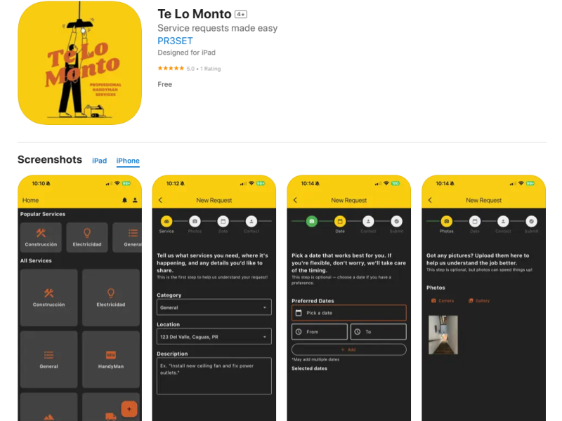 Te Lo Monto Mobile App
